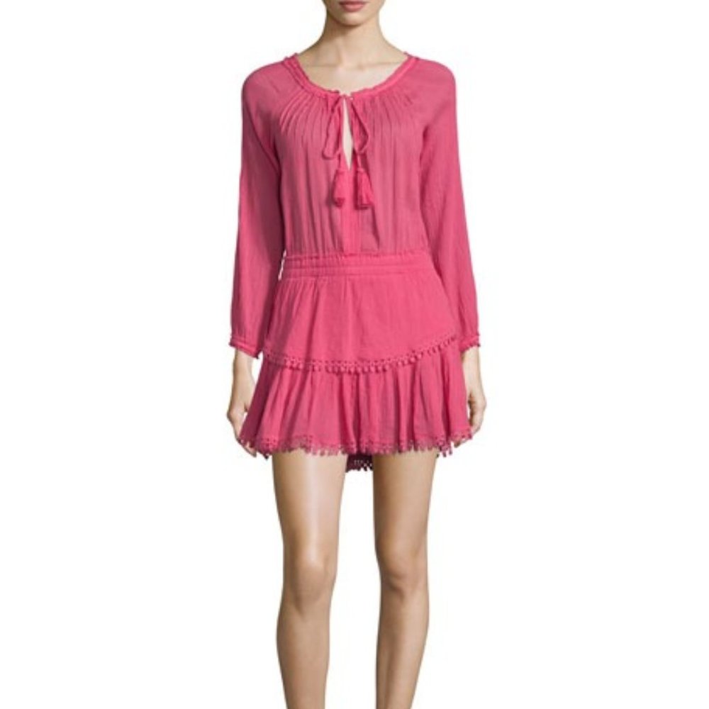 LoveShackFancy Popover Dress - Hot Pink